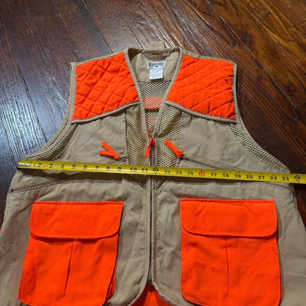 Bushmaster Hunting Vest Mens Large Blaze Orange Tan Upland Mesh Game Padded Zip - Picture 3 of 10